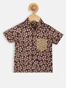 charkhee Boys Smart Opaque Floral Printed Cotton Semiformal Shirt