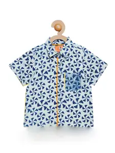 charkhee Boys Smart Opaque Floral Printed Cotton Semiformal Shirt