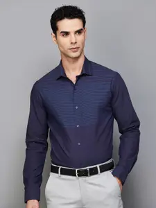 CODE by Lifestyle Spread Collar Horizontal Striped Slim Fit Opaque Formal Shirt