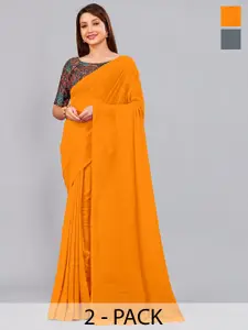 CastilloFab Selection Of 2 Ethnic Pure Georgette Sarees