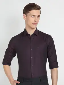 Arrow Spread Collar Long Sleeves Slim Fit Opaque Formal Shirt