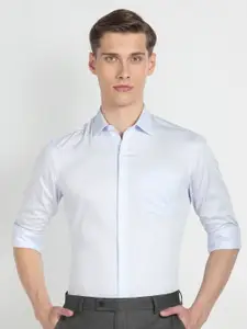 Arrow Floral Printed Spread Collar Long Sleeves Cotton Slim Fit Striped Formal Shirt