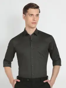 Arrow Micro Ditsy Prints Spread Collar Long Sleeves Slim Fit Opaque Formal Shirt