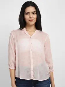 Allen Solly Woman Abstract Printed Mandarin Collar Curved Regular Fit Casual Shirt