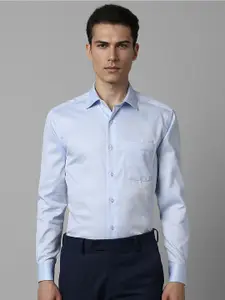 Louis Philippe Textured Spread Collar Long Sleeves Chest Pocket Cotton Formal Shirt