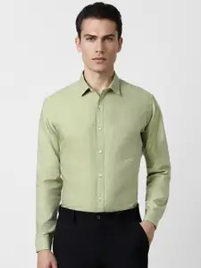 V Dot Slim Fit Pure Cotton Formal Shirt