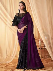 Mitera Purple Embellished Sequinned Saree