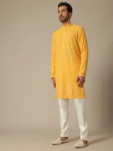 KALKI Fashion Ethnic Motifs Sequinned Straight Kurta with Trousers