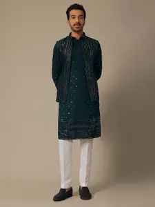 KALKI Fashion Embroidered Regular Sequinned Kurta With Trousers & Jacket