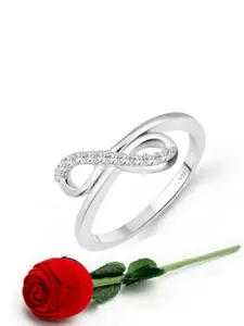 Vighnaharta Rhodium-Plated Cubic Zirconia-Studded Finger Ring