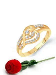 Vighnaharta Gold Plated Cubic Zirconia Studded Finger Ring