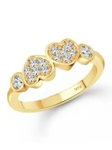 Vighnaharta Gold-Plated Cubic Zirconia Studded Finger Ring With Rose Box