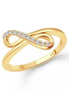 Vighnaharta Gold-Plated Cubic Zirconia Studded Heart Shaped Finger Ring