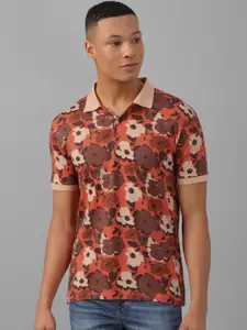 Allen Solly Floral Printed Polo Collar Short Sleeves Pockets Cotton Regular T-shirt