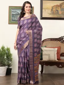 Mitera Ethnic Motifs Zari Silk Sungudi Saree