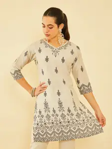 Soch Ethnic Motifs Printed Sequinned Straight Kurta