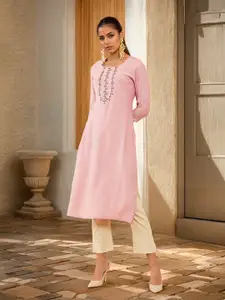 Soch Yoke Design Beads and Stones Straight Kurta