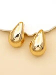 VAGHBHATT Teardrop Shaped Gold-Plated Studs Earrings