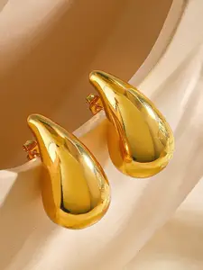 VAGHBHATT Gold-Plated Stainless Steel Teardrop Shaped Drop Earrings