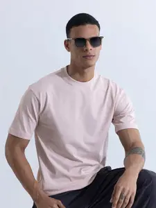Snitch Pink Round Neck Relaxed Fit Cotton T-shirt
