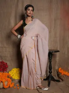 Unnati Silks Pure Linen Handloom Jamdani Saree