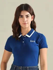 U.S. Polo Assn. Women Tipped Collar Short Sleeves Regular T-shirt