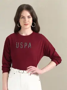 U.S. Polo Assn. Women Typography Printed T-shirt