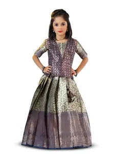 SHIVANGI clothing Girls Woven Design Silk Ready to Wear Lehenga Choli