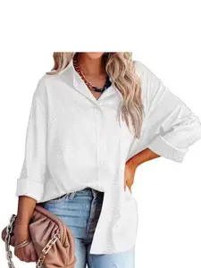 StyleCast White  Abstract Printed Long Sleeves Satin Casual Shirt