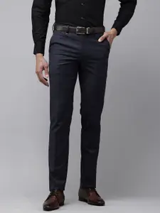 Van Heusen Men Checked Slim Fit Formal Trousers