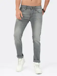 BADMAASH Men Grey Slim Fit Heavy Fade Stretchable Jeans