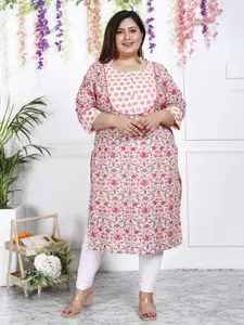 Swasti Plus Size Floral Printed Cotton Straight Kurta