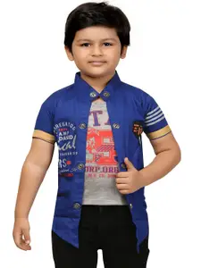 BAESD Boys Typography Printed Lightweight Tailored Jacket with Attached T-shirt