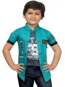 BAESD Boys Typography Printed Lightweight Tailored Jacket with Attached T-shirt