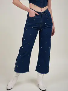STYLECAST X KASSUALLY Women Blue Wide Leg Pure Cotton Jeans