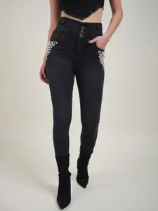 KASSUALLY Women Embellished Slim Fit High-Rise Stretchable Jeans