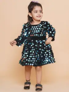 BAESD Girls Printed Applique Fit & Flare Opaque Party Dress