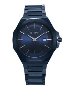 Titan Men Brass Dial & Stainless Steel Bracelet Style Straps Analogue Watch 90167QM01