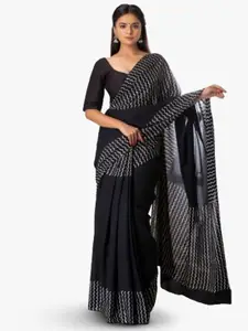 KIAARON Abstract Printed Pure Cotton Block Print Saree