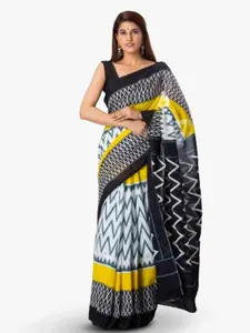 KIAARON Geometric Printed Pure Cotton Block Print Saree