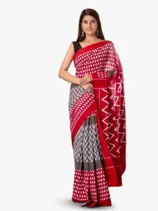 KIAARON Geometric Printed Pure Cotton Block Print Saree