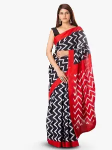 KIAARON Geometric Printed  Pure Cotton Block Print Saree