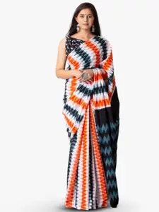 KIAARON Geometric Printed Pure Cotton Block Print Saree