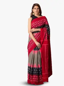 KIAARON Ethnic Motifs Pure Cotton Block Print Saree