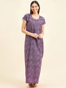 Sweet Dreams Purple Abstract Printed Maxi Nightdress