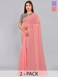 CastilloFab Selection of 2 Pure Georgette Saree