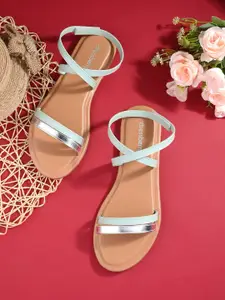 DressBerry Beige Open Toe Flats