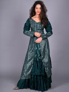 ODETTE Embroidered Panelled Sequinned Kurta with Skirt