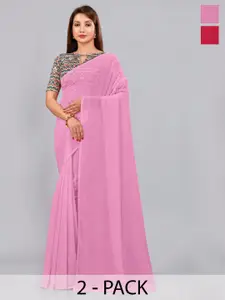 CastilloFab Selection Of 2 Pure Georgette Saree