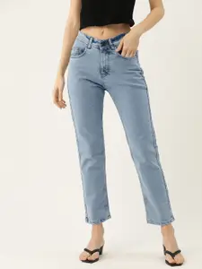 PARIS HAMILTON Boyfriend Fit High-Rise Heavy Fade Acid Wash Stretchable Jeans